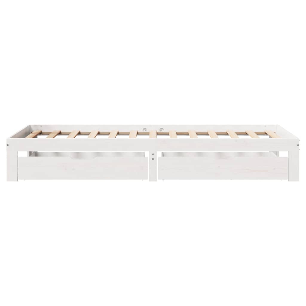 vidaXL Bed Frame with Drawers without Mattress White 75x190 cm Small Single