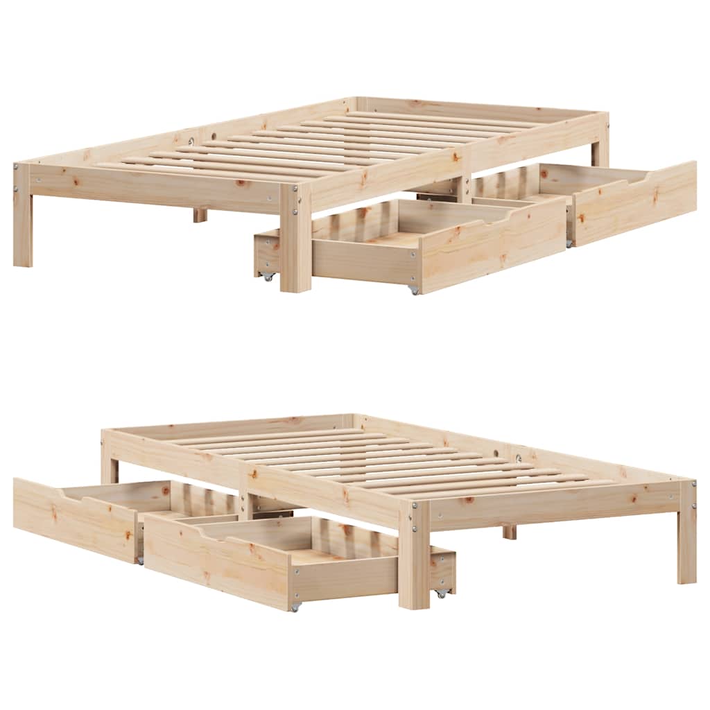 vidaXL Bed Frame with Drawers without Mattress 90x190 cm Single