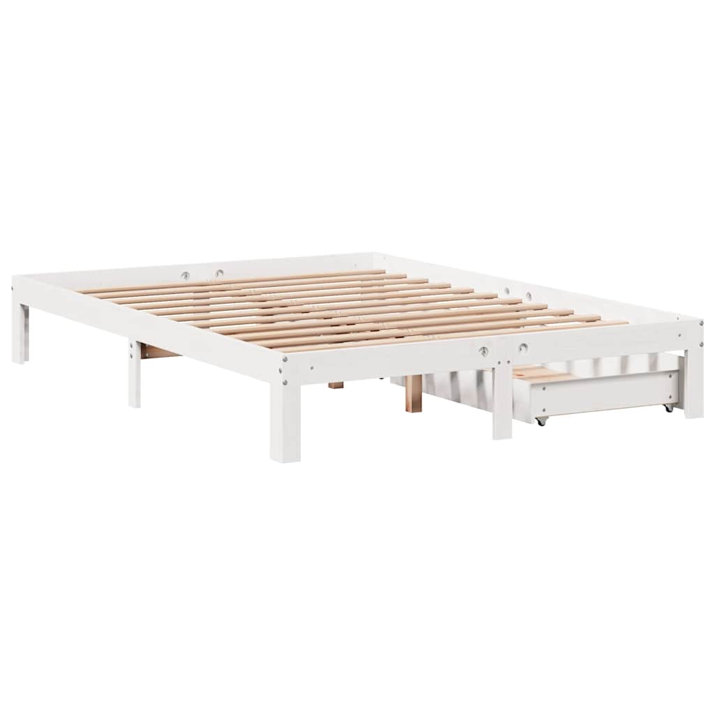 vidaXL Bed Frame with Drawers without Mattress White 120x190 cm Small Double