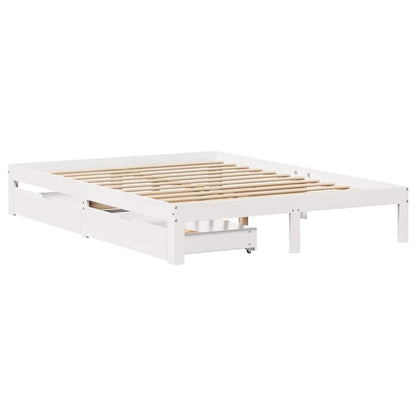 vidaXL Bed Frame with Drawers without Mattress White 135x190 cm Double