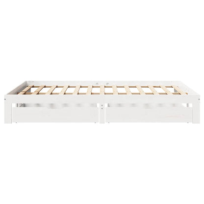 vidaXL Bed Frame with Drawers without Mattress White 135x190 cm Double