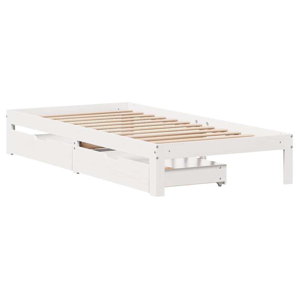vidaXL Bed Frame with Drawers without Mattress White 90x200 cm