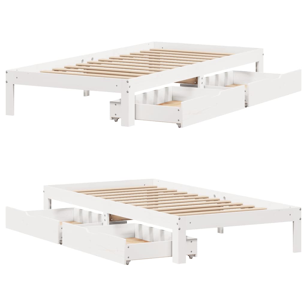 vidaXL Bed Frame with Drawers without Mattress White 90x200 cm