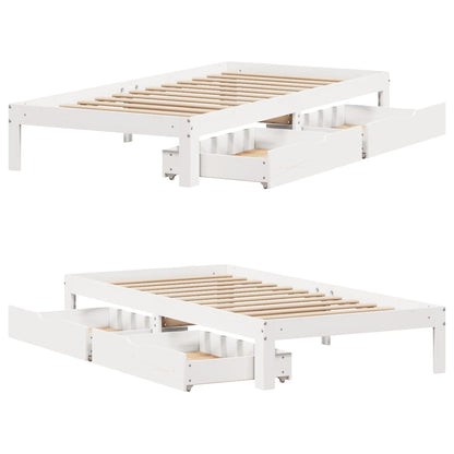 vidaXL Bed Frame with Drawers without Mattress White 90x200 cm