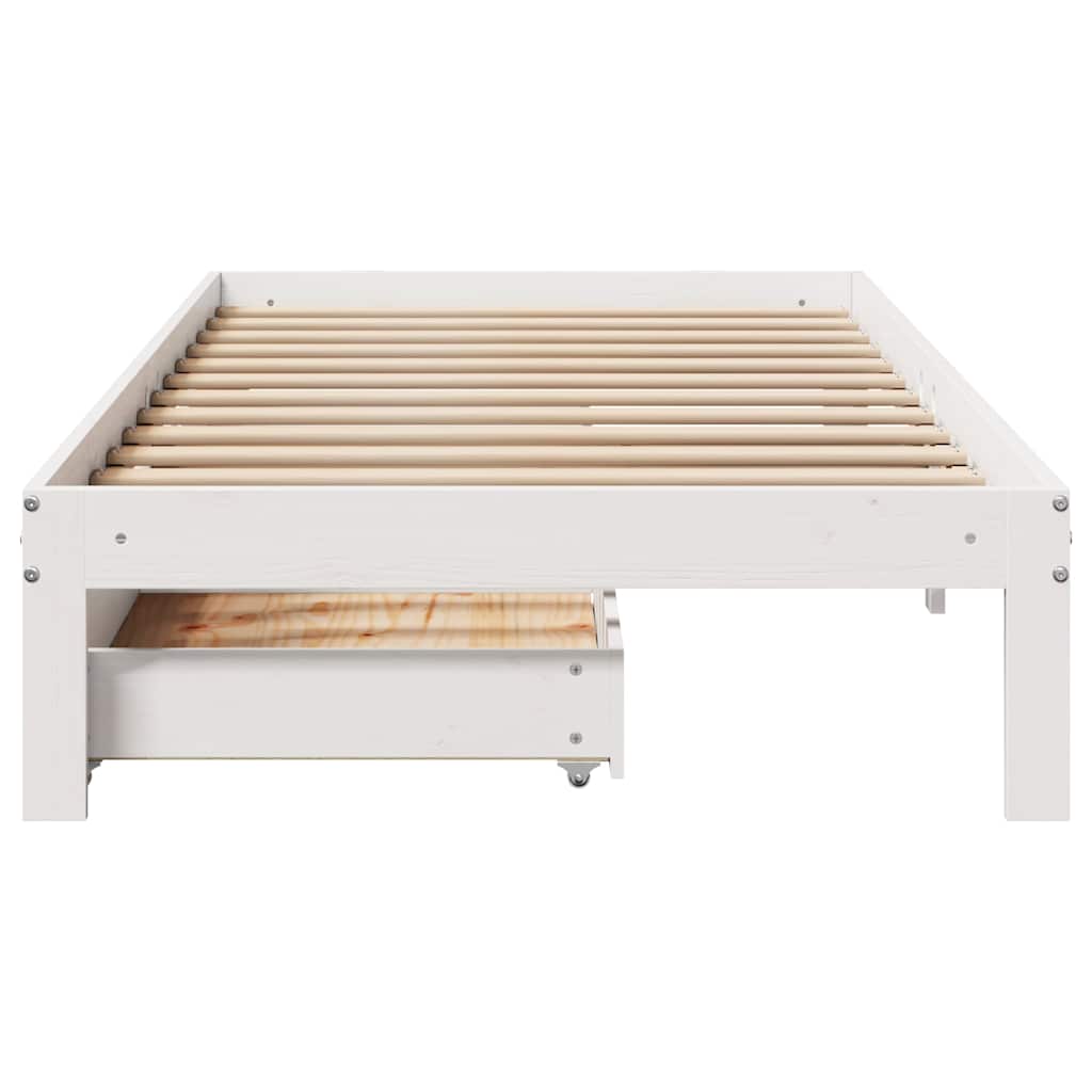 vidaXL Bed Frame with Drawers without Mattress White 100x200 cm