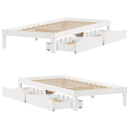 vidaXL Bed Frame with Drawers without Mattress White 100x200 cm