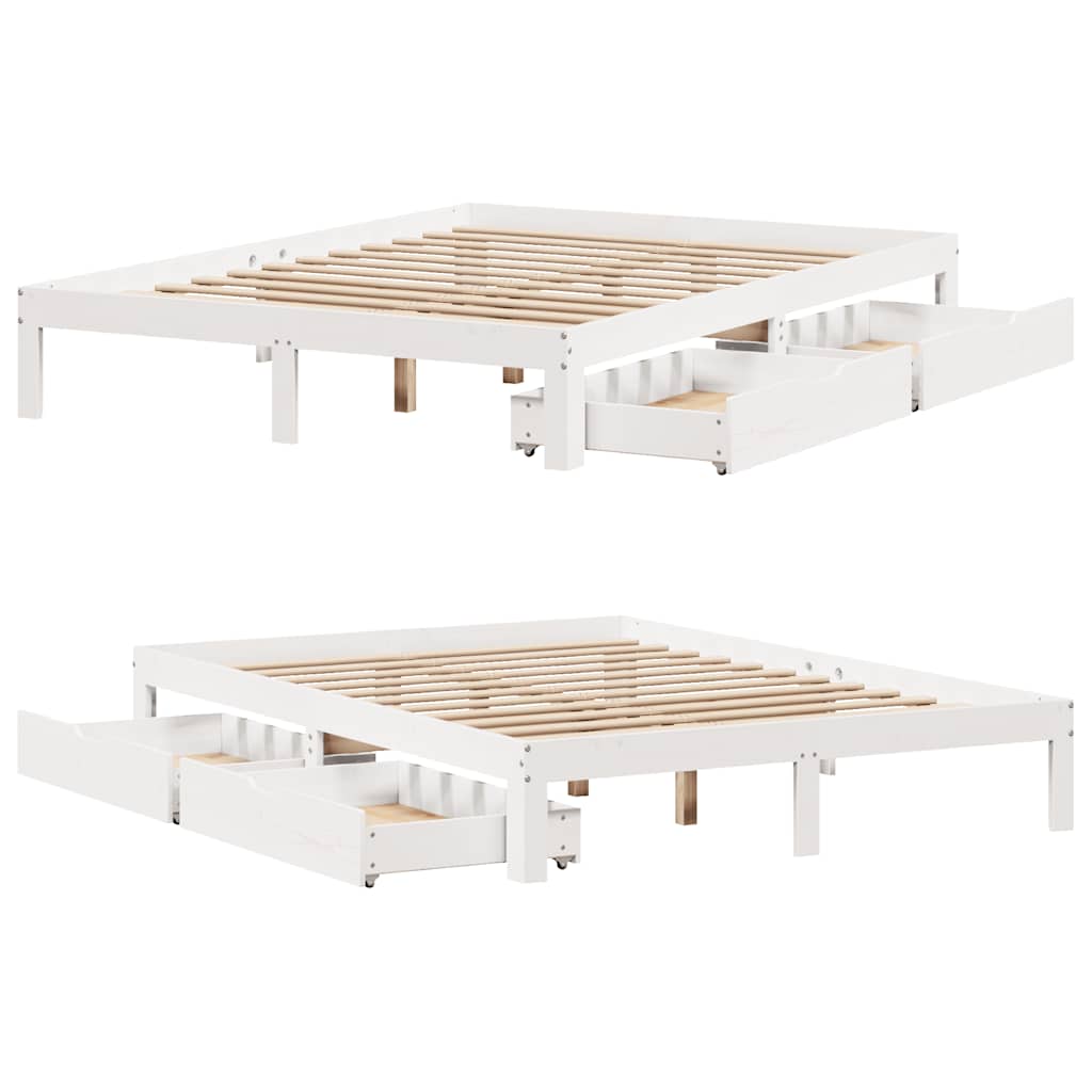 vidaXL Bed Frame with Drawers without Mattress White 120x200 cm