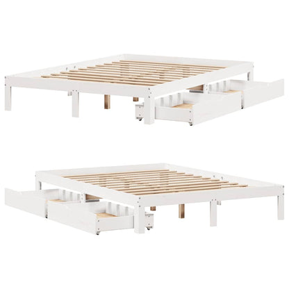 vidaXL Bed Frame with Drawers without Mattress White 120x200 cm