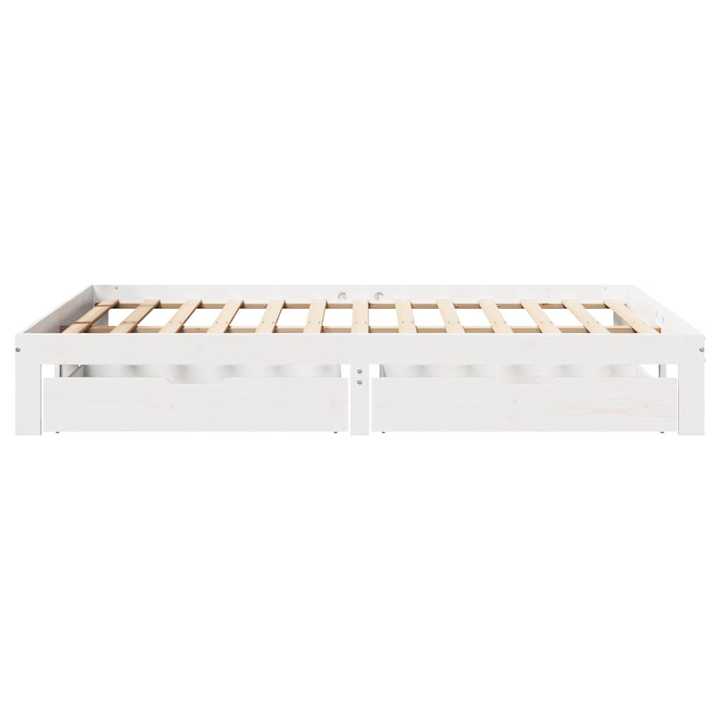 vidaXL Bed Frame with Drawers without Mattress White 140x200 cm