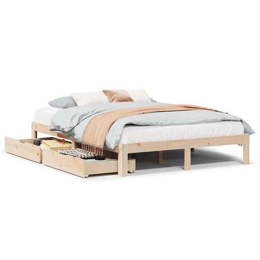vidaXL Bed Frame with Drawers without Mattress 150x200 cm King Size
