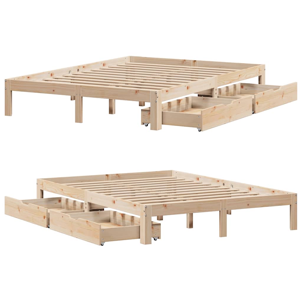 vidaXL Bed Frame with Drawers without Mattress 150x200 cm King Size
