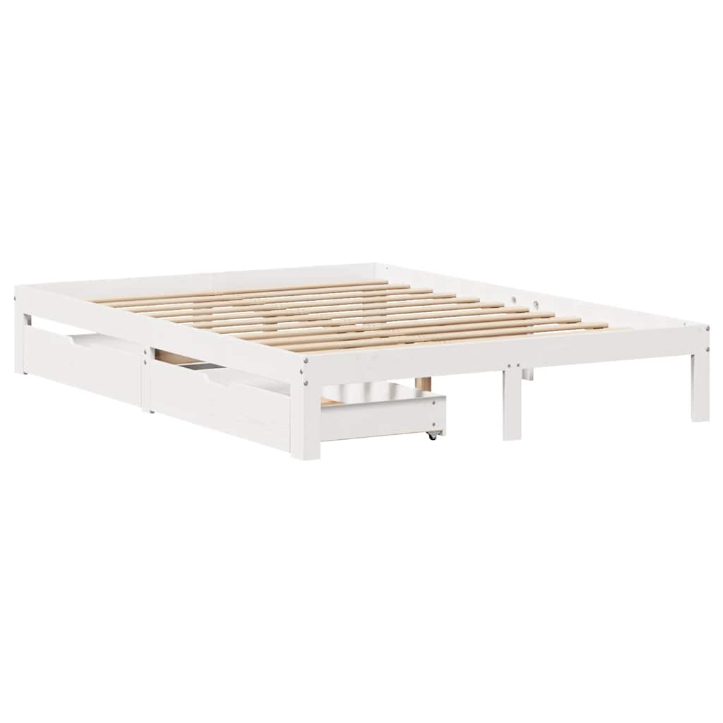 vidaXL Bed Frame with Drawers without Mattress White 150x200 cm King Size
