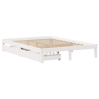 vidaXL Bed Frame with Drawers without Mattress White 150x200 cm King Size