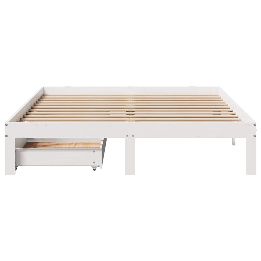vidaXL Bed Frame with Drawers without Mattress White 150x200 cm King Size