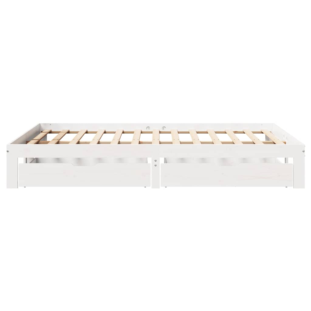vidaXL Bed Frame with Drawers without Mattress White 150x200 cm King Size
