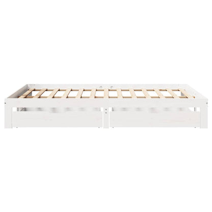 vidaXL Bed Frame with Drawers without Mattress White 150x200 cm King Size