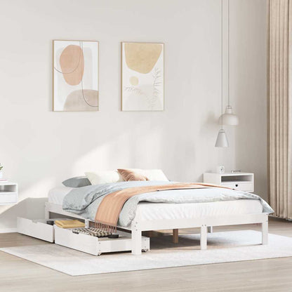 vidaXL Bed Frame with Drawers without Mattress White 150x200 cm King Size