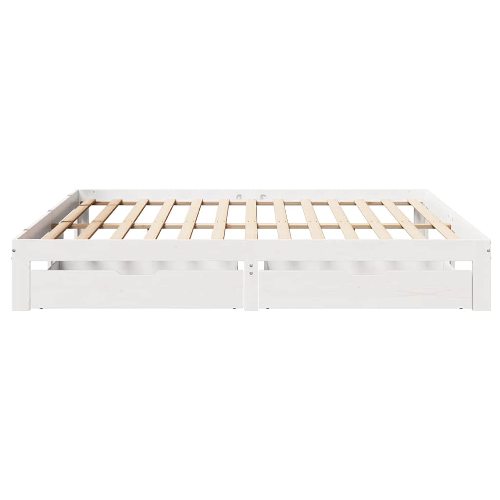 vidaXL Bed Frame with Drawers without Mattress White 180x200 cm Super King