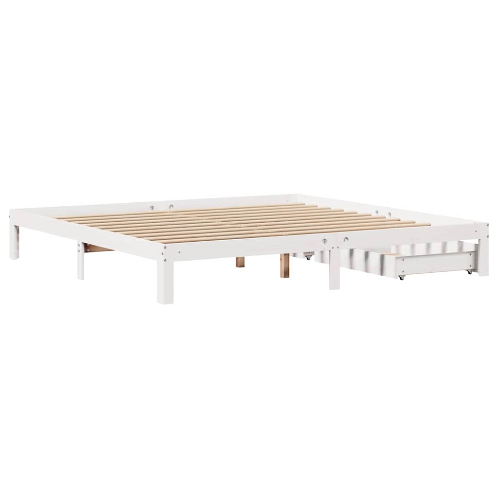 vidaXL Bed Frame with Drawers without Mattress White 180x200 cm Super King