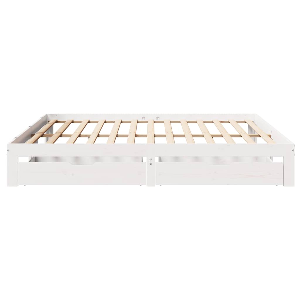 vidaXL Bed Frame with Drawers without Mattress White 200x200 cm