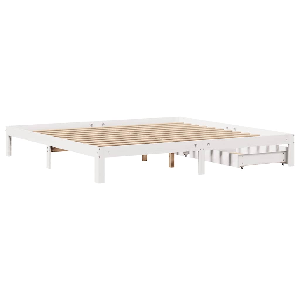 vidaXL Bed Frame with Drawers without Mattress White 200x200 cm