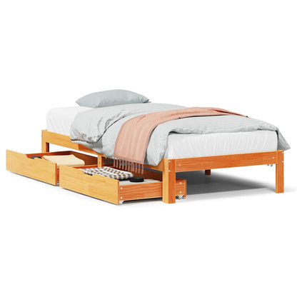 vidaXL Bed Frame with Drawers without Mattress Wax Brown 90x190 cm Single