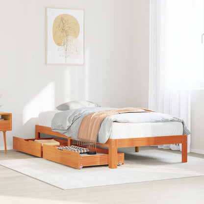 vidaXL Bed Frame with Drawers without Mattress Wax Brown 90x190 cm Single
