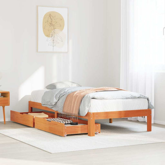 vidaXL Bed Frame with Drawers without Mattress Wax Brown 90x190 cm Single