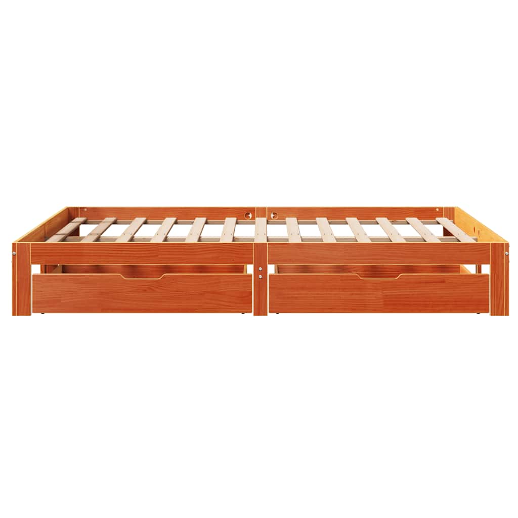 vidaXL Bed Frame with Drawers without Mattress Wax Brown 140x190 cm