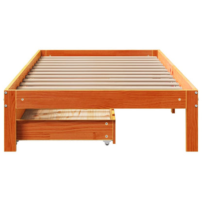 vidaXL Bed Frame with Drawers without Mattress Wax Brown 100x200 cm