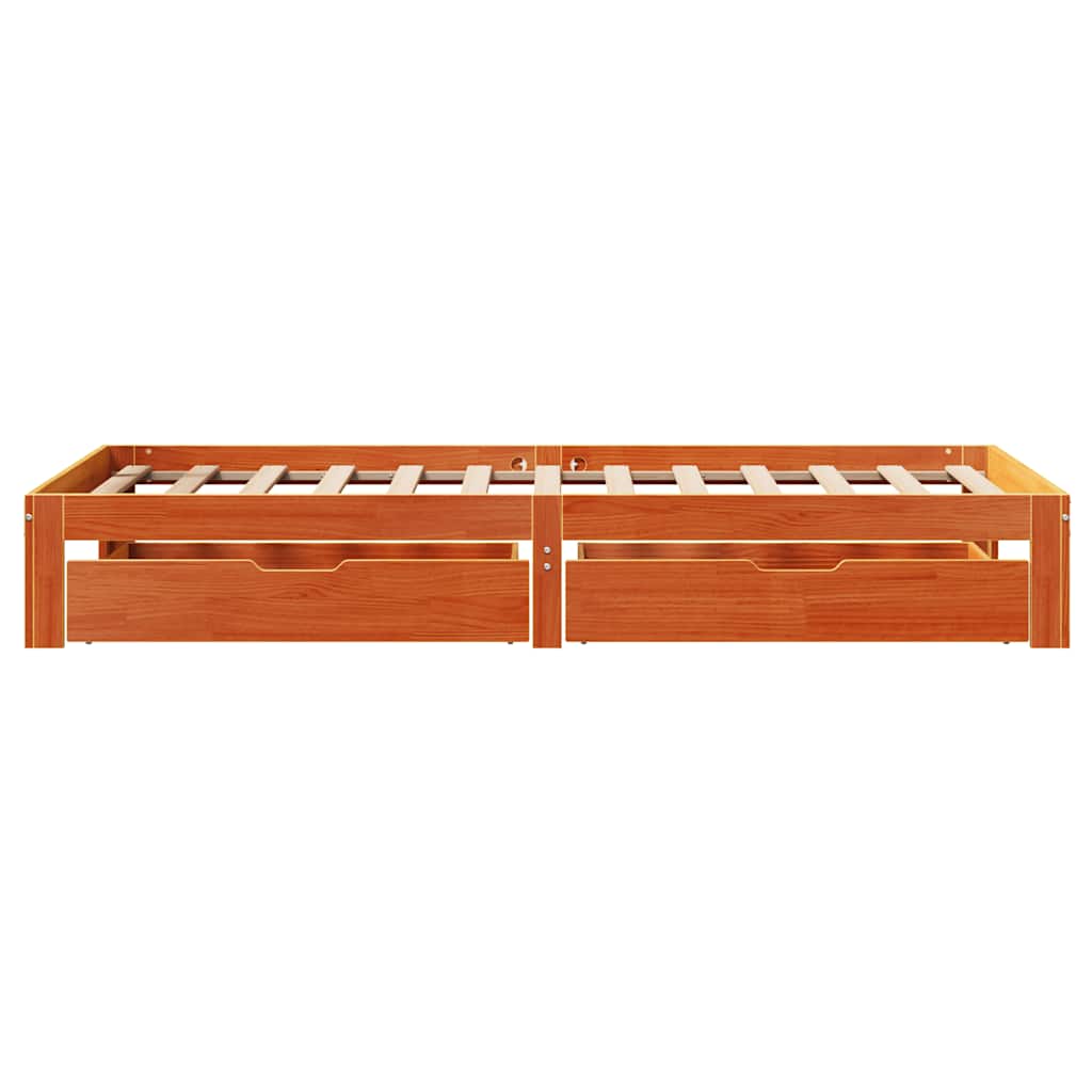 vidaXL Bed Frame with Drawers without Mattress Wax Brown 100x200 cm