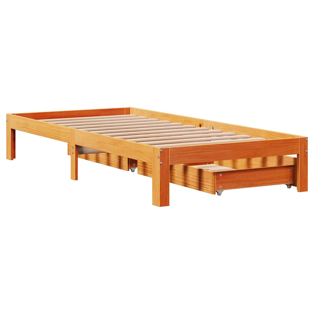 vidaXL Bed Frame with Drawers without Mattress Wax Brown 100x200 cm
