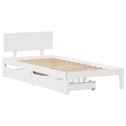 vidaXL Bed Frame with Drawers without Mattress White 75x190 cm Small Single