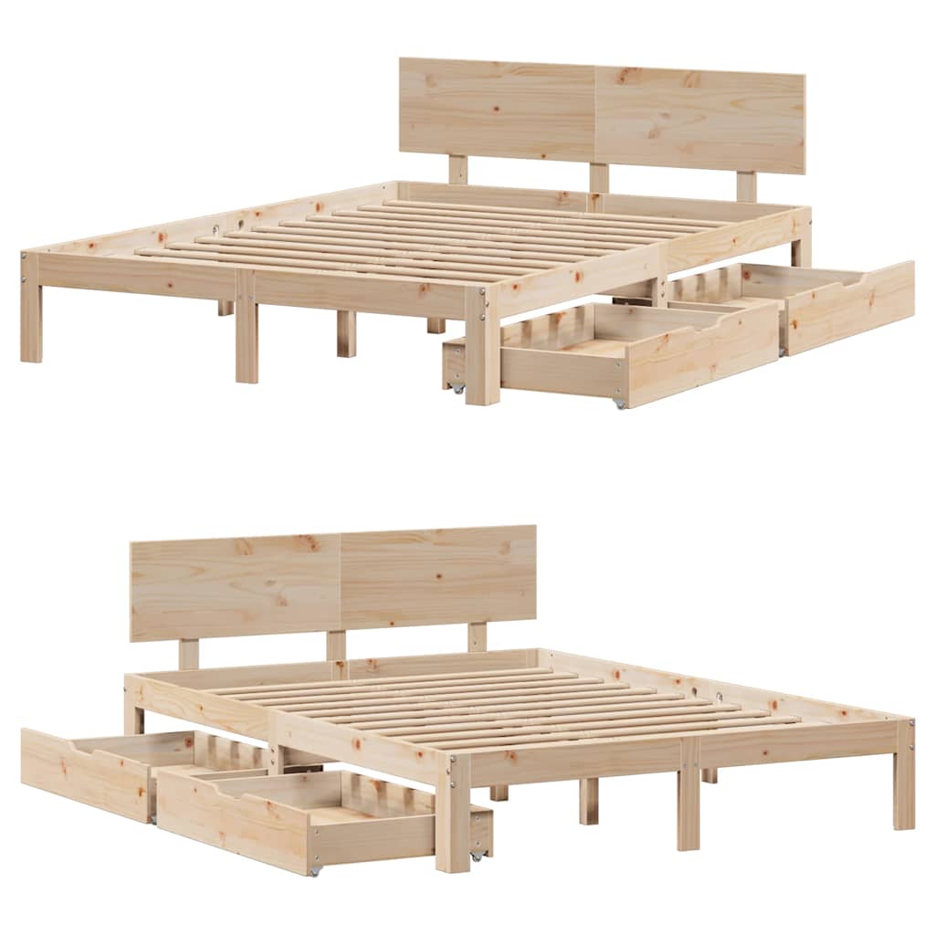 vidaXL Bed Frame with Drawers without Mattress 120x190 cm Small Double