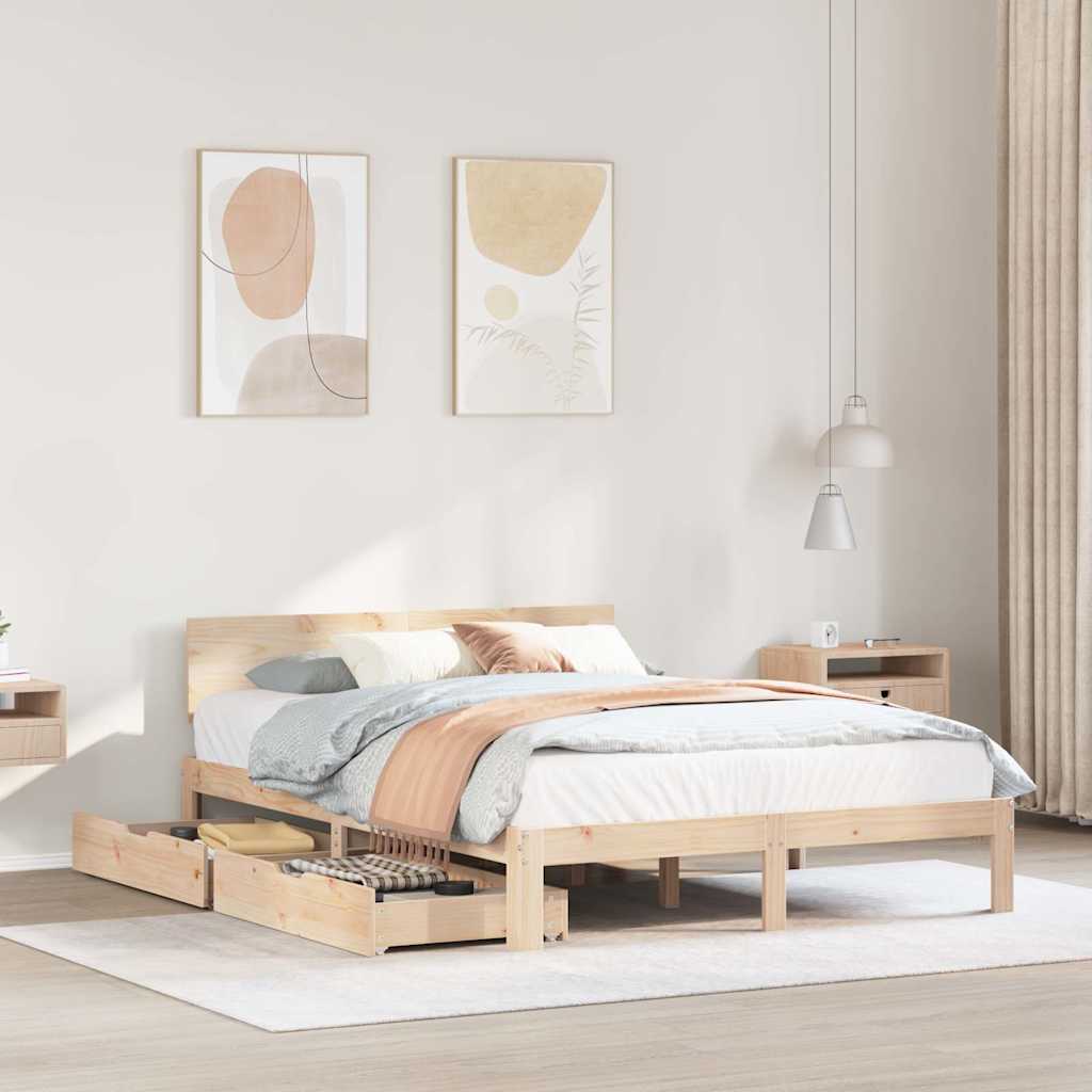 vidaXL Bed Frame with Drawers without Mattress 120x190 cm Small Double