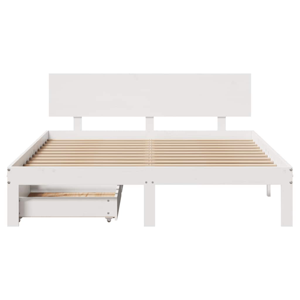 vidaXL Bed Frame with Drawers without Mattress White 120x190 cm Small Double