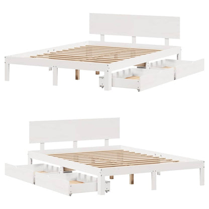 vidaXL Bed Frame with Drawers without Mattress White 120x190 cm Small Double