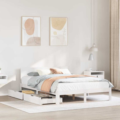 vidaXL Bed Frame with Drawers without Mattress White 120x190 cm Small Double