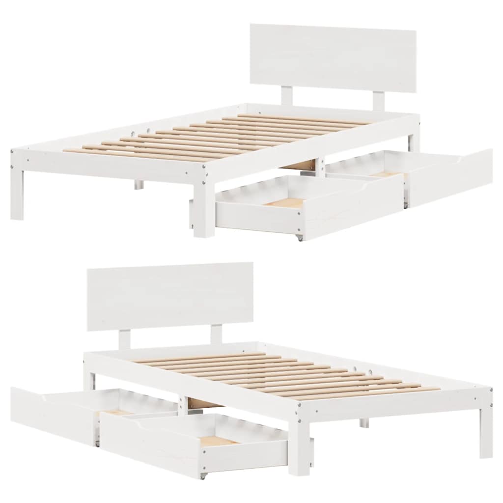 vidaXL Bed Frame with Drawers without Mattress White 90x200 cm