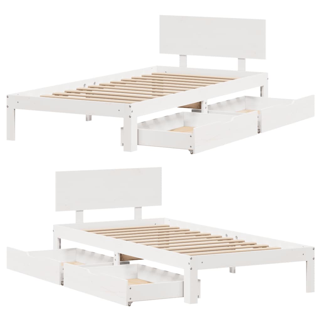 vidaXL Bed Frame with Drawers without Mattress White 100x200 cm