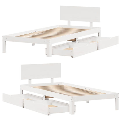 vidaXL Bed Frame with Drawers without Mattress White 100x200 cm