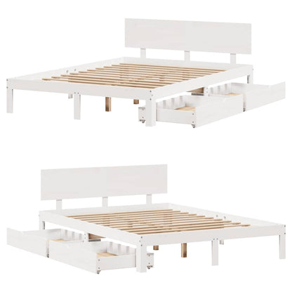 vidaXL Bed Frame with Drawers without Mattress White 120x200 cm