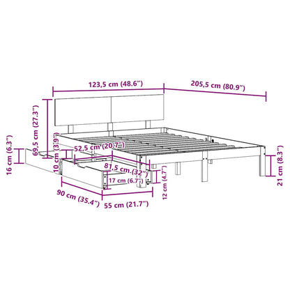 vidaXL Bed Frame with Drawers without Mattress White 120x200 cm