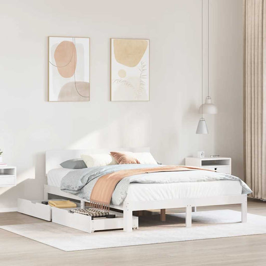 vidaXL Bed Frame with Drawers without Mattress White 120x200 cm