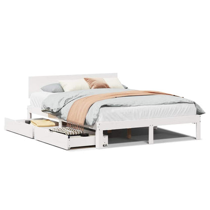 vidaXL Bed Frame with Drawers without Mattress White 140x200 cm