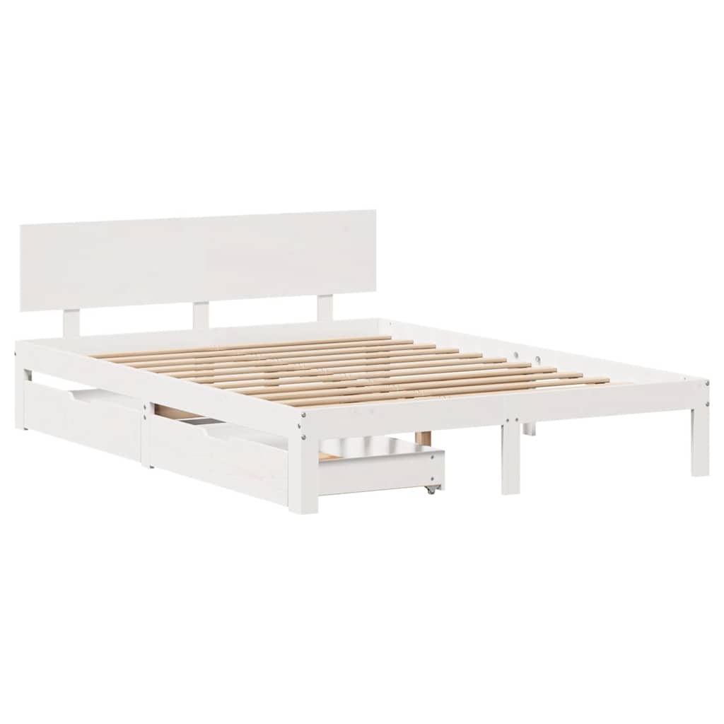 vidaXL Bed Frame with Drawers without Mattress White 140x200 cm