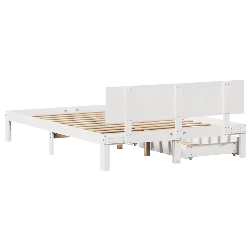 vidaXL Bed Frame with Drawers without Mattress White 140x200 cm