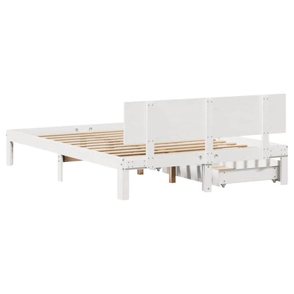 vidaXL Bed Frame with Drawers without Mattress White 140x200 cm