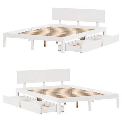 vidaXL Bed Frame with Drawers without Mattress White 140x200 cm
