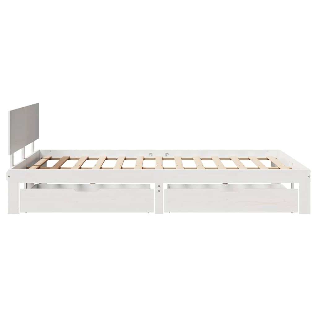 vidaXL Bed Frame with Drawers without Mattress White 150x200 cm